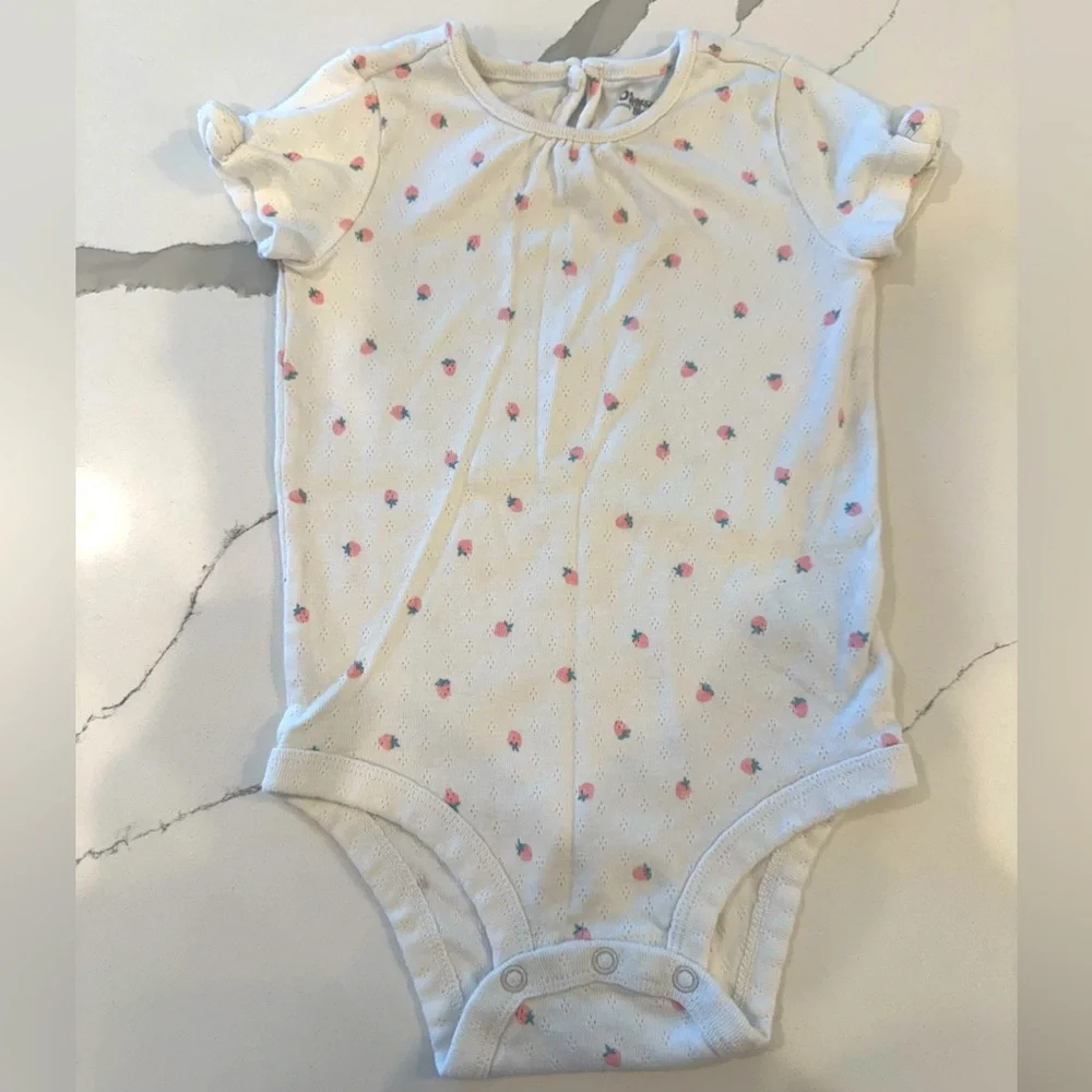 OshKosh Baby Strawberry Print Pointelle Bodysuit